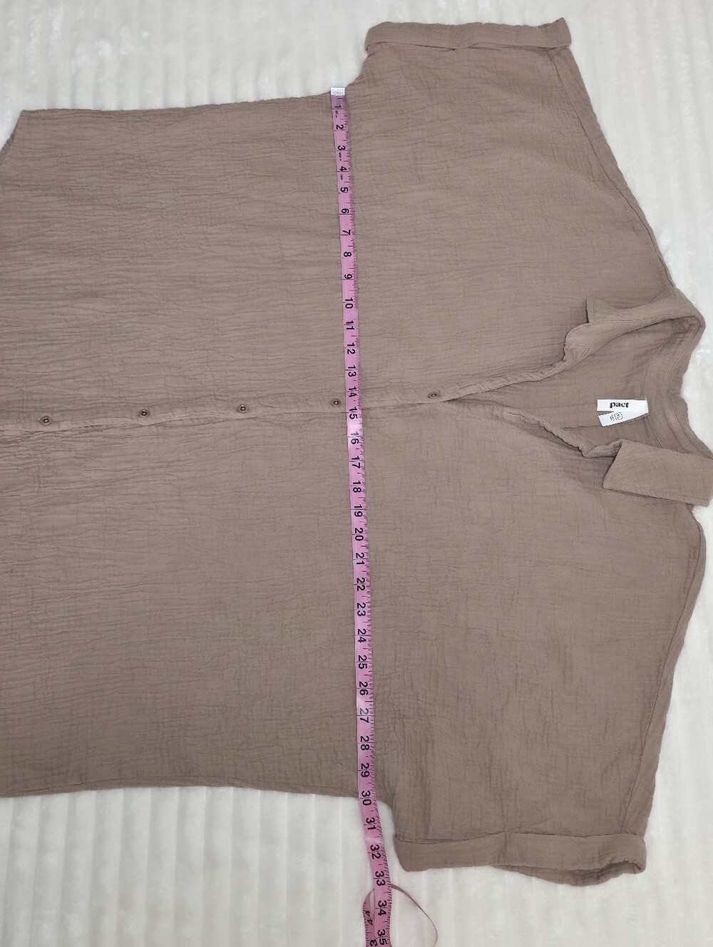 Pact Organic Coastal Double Gauze Oversized Shirt, XL, Driftwood Brown, Cotton - Picture 10 of 11